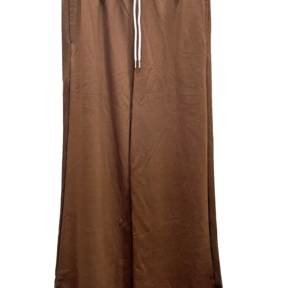 NEW! Zenana Scuba Drawstring Pants Chocolate Brown Size LARGE NEW
